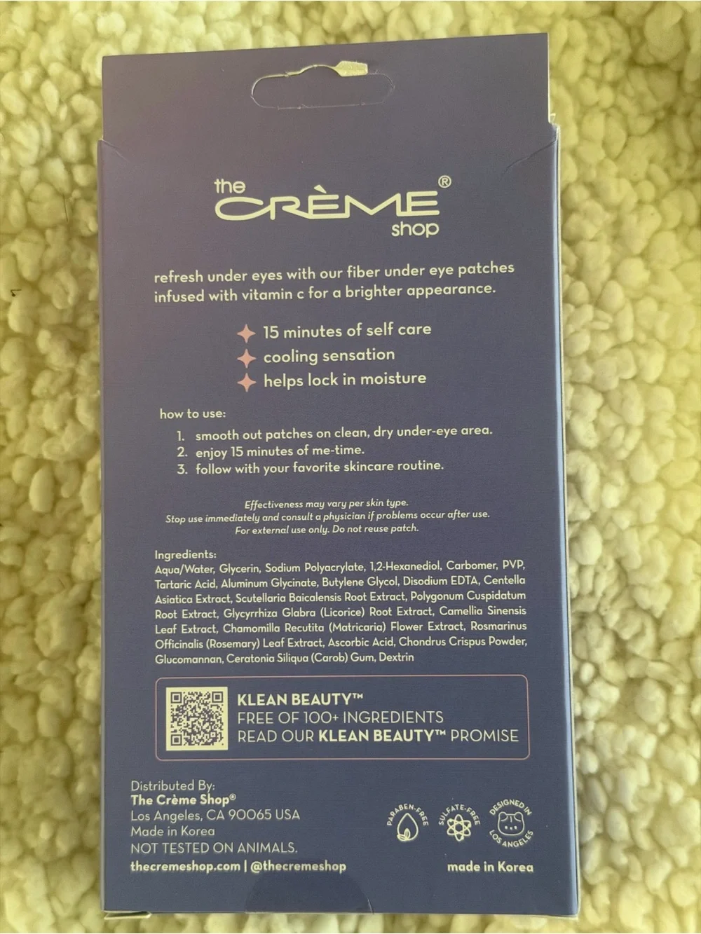The Crème Shop Klean Beauty Fiber Under Eye Patches